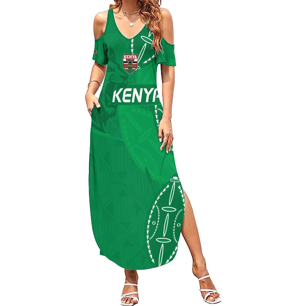Kenya Rugby Custom Summer Maxi Dress Go Champions Simbas - Green Color