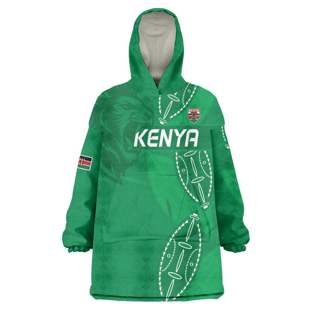 Kenya Rugby Custom Wearable Blanket Hoodie Go Champions Simbas - Green Color
