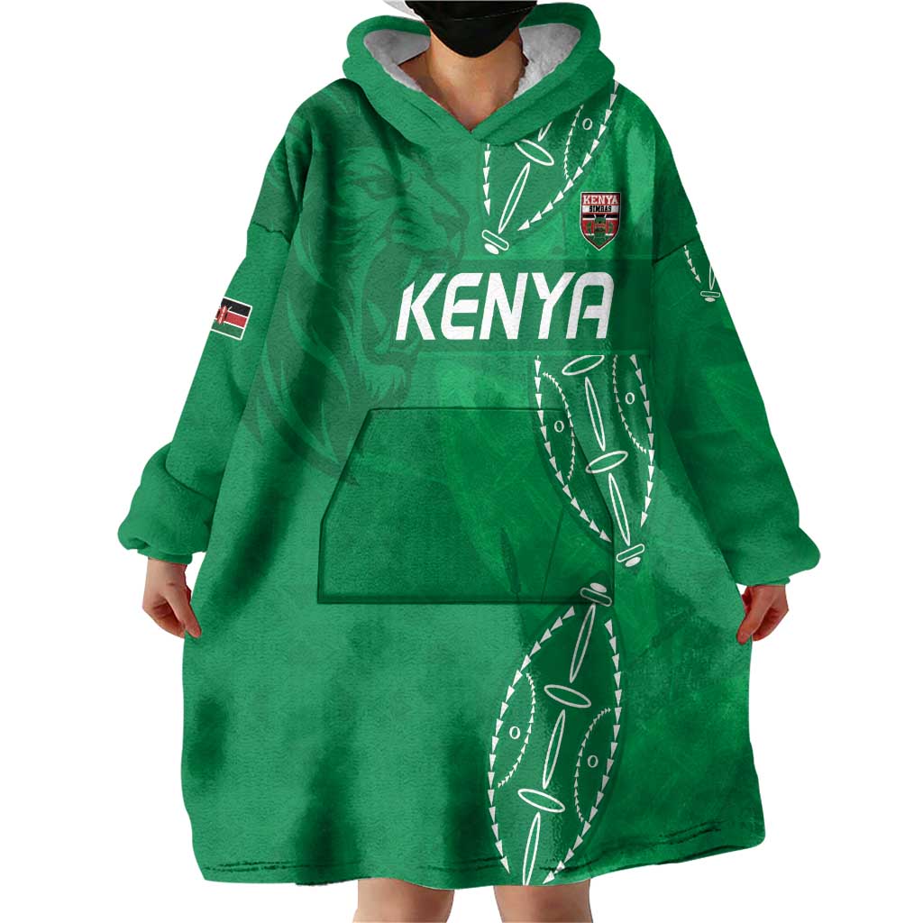 Kenya Rugby Custom Wearable Blanket Hoodie Go Champions Simbas - Green Color