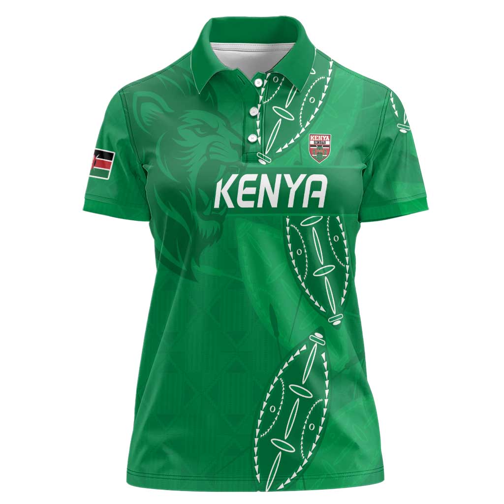 Kenya Rugby Custom Women Polo Shirt Go Champions Simbas - Green Color