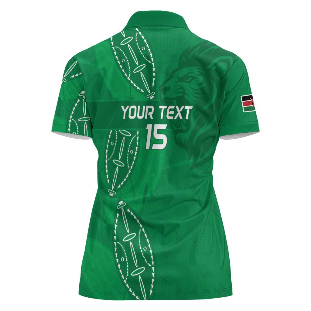 Kenya Rugby Custom Women Polo Shirt Go Champions Simbas - Green Color
