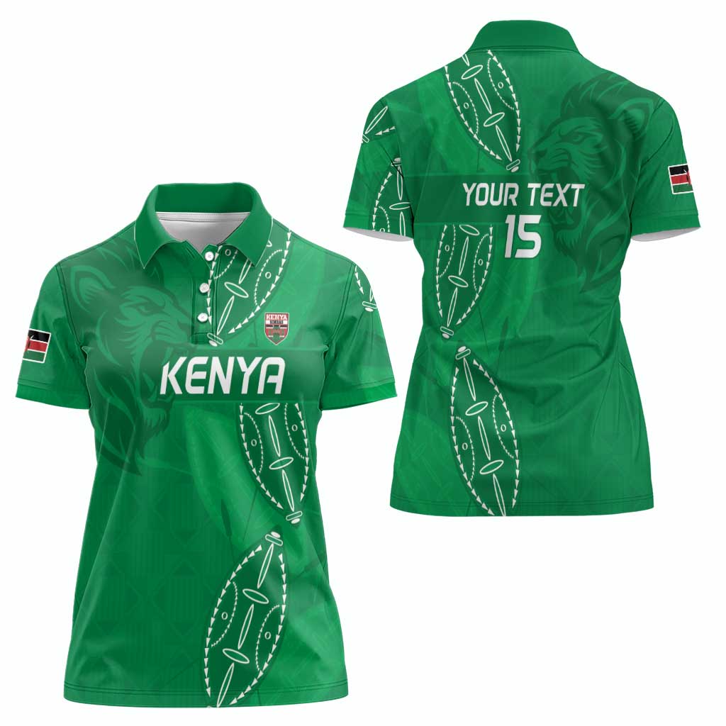 Kenya Rugby Custom Women Polo Shirt Go Champions Simbas - Green Color