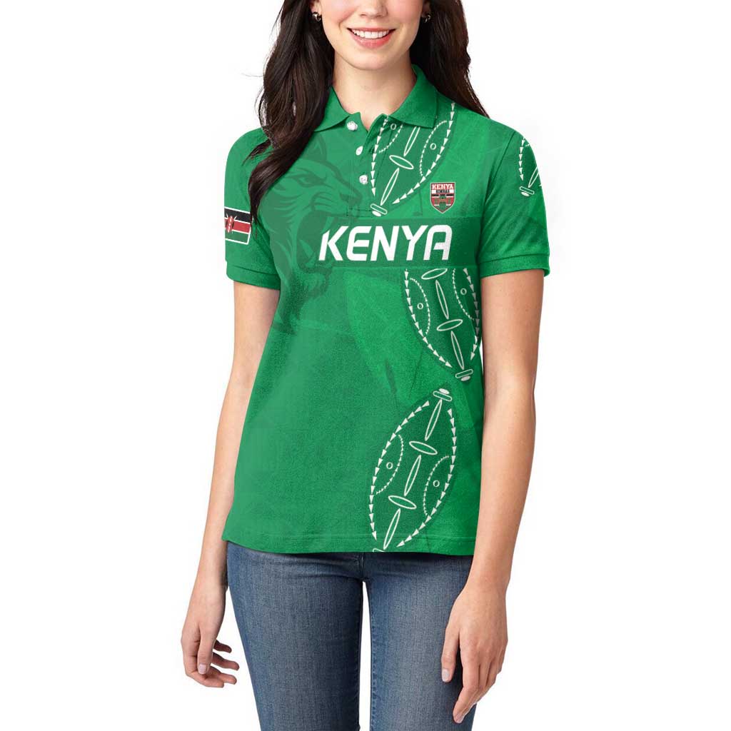 Kenya Rugby Custom Women Polo Shirt Go Champions Simbas - Green Color
