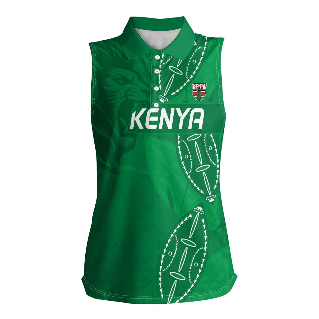 Kenya Rugby Custom Women Sleeveless Polo Shirt Go Champions Simbas - Green Color