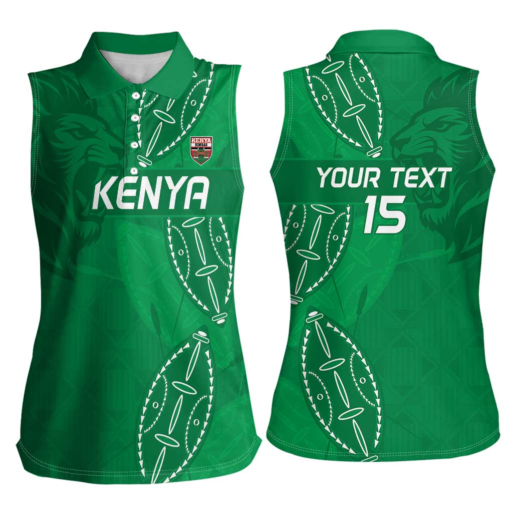 Kenya Rugby Custom Women Sleeveless Polo Shirt Go Champions Simbas - Green Color
