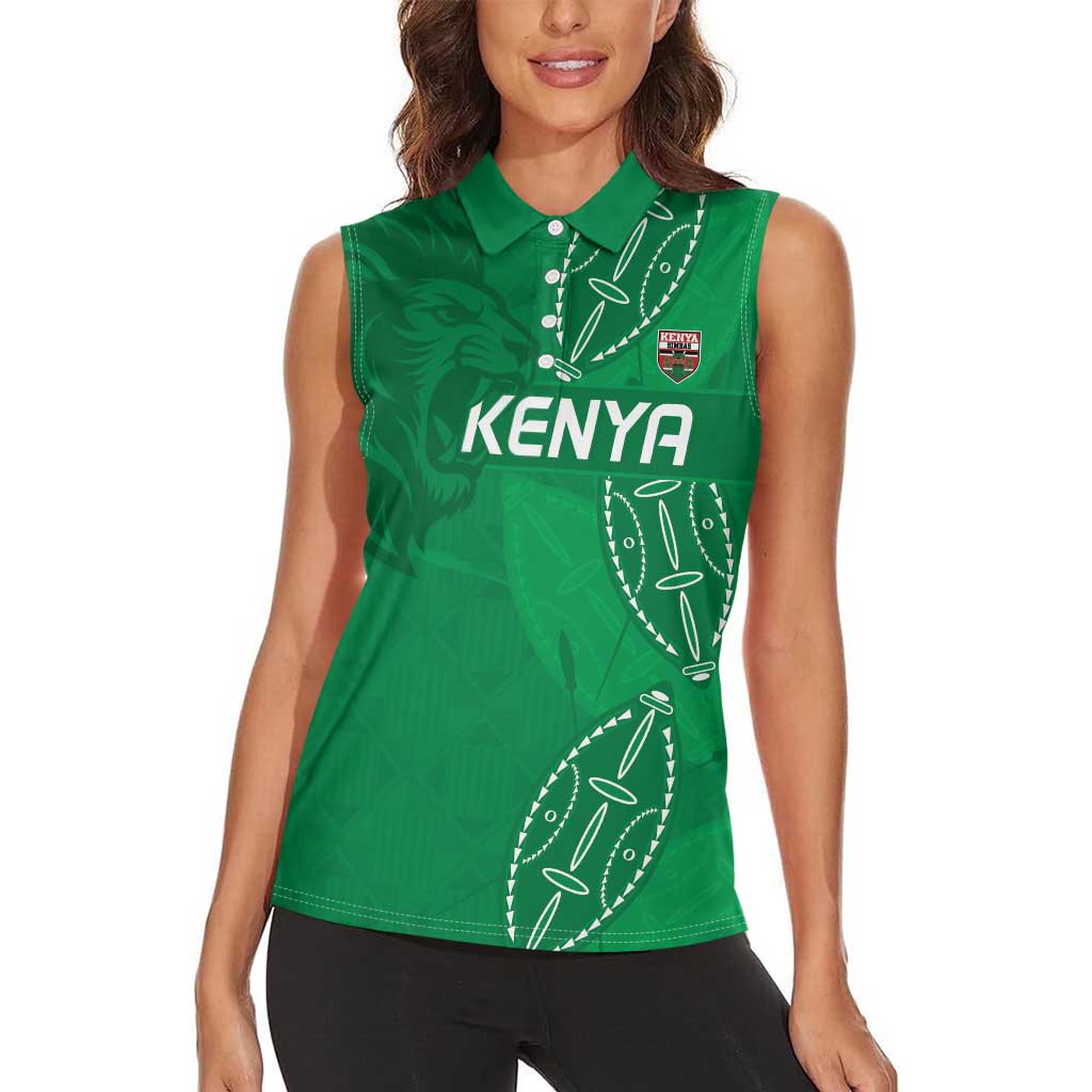 Kenya Rugby Custom Women Sleeveless Polo Shirt Go Champions Simbas - Green Color
