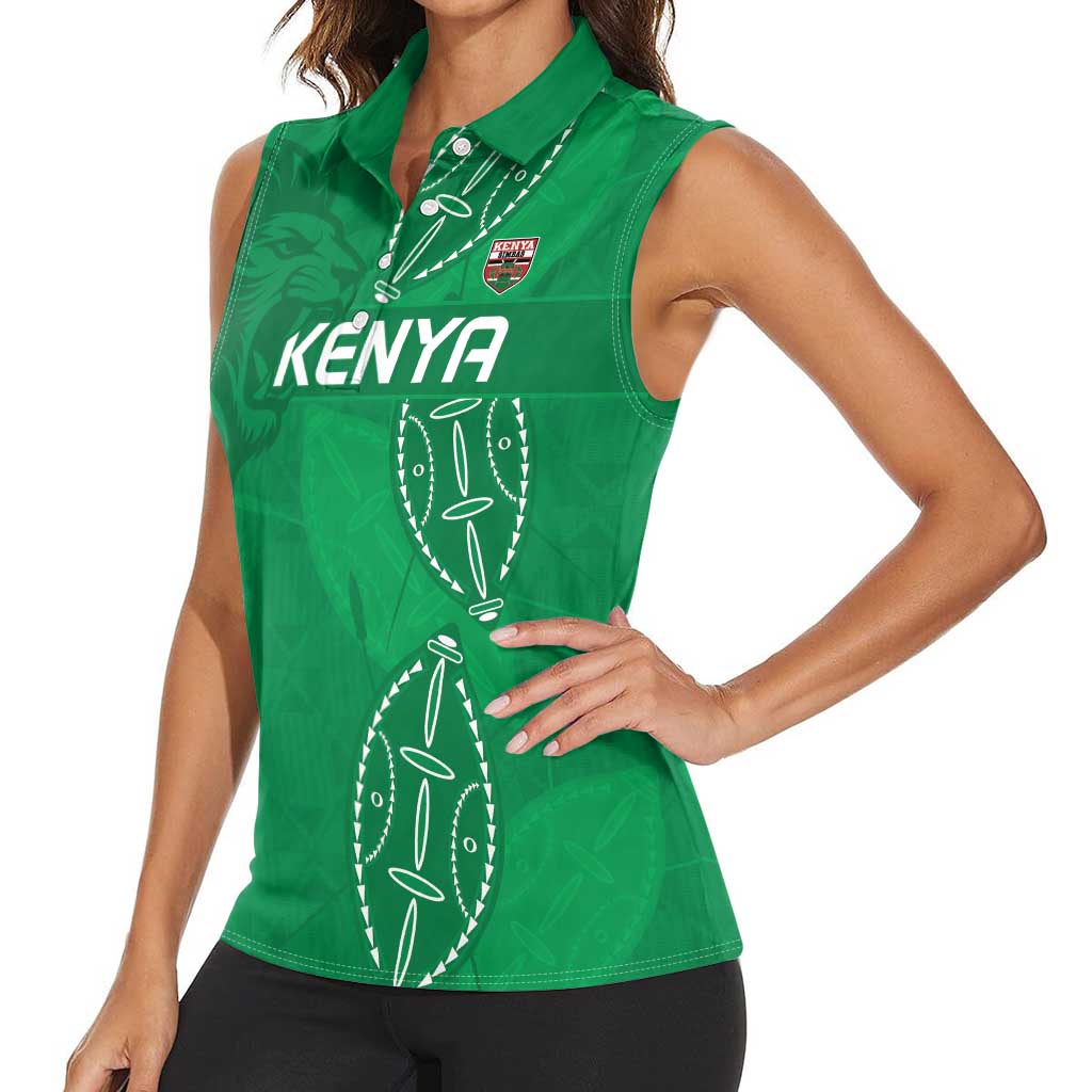Kenya Rugby Custom Women Sleeveless Polo Shirt Go Champions Simbas - Green Color