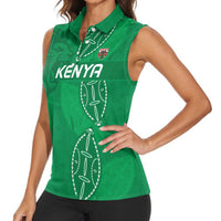 Kenya Rugby Custom Women Sleeveless Polo Shirt Go Champions Simbas - Green Color