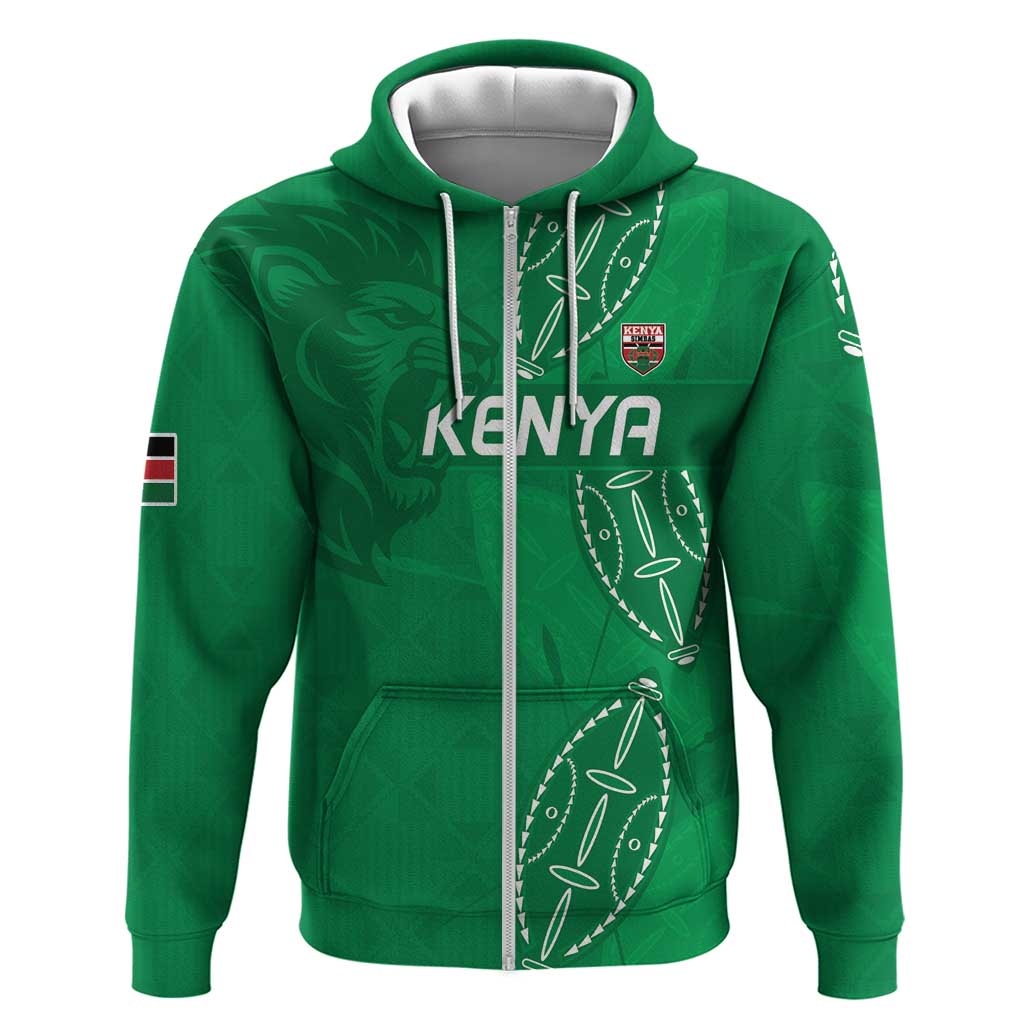 Kenya Rugby Custom Zip Hoodie Go Champions Simbas - Green Color