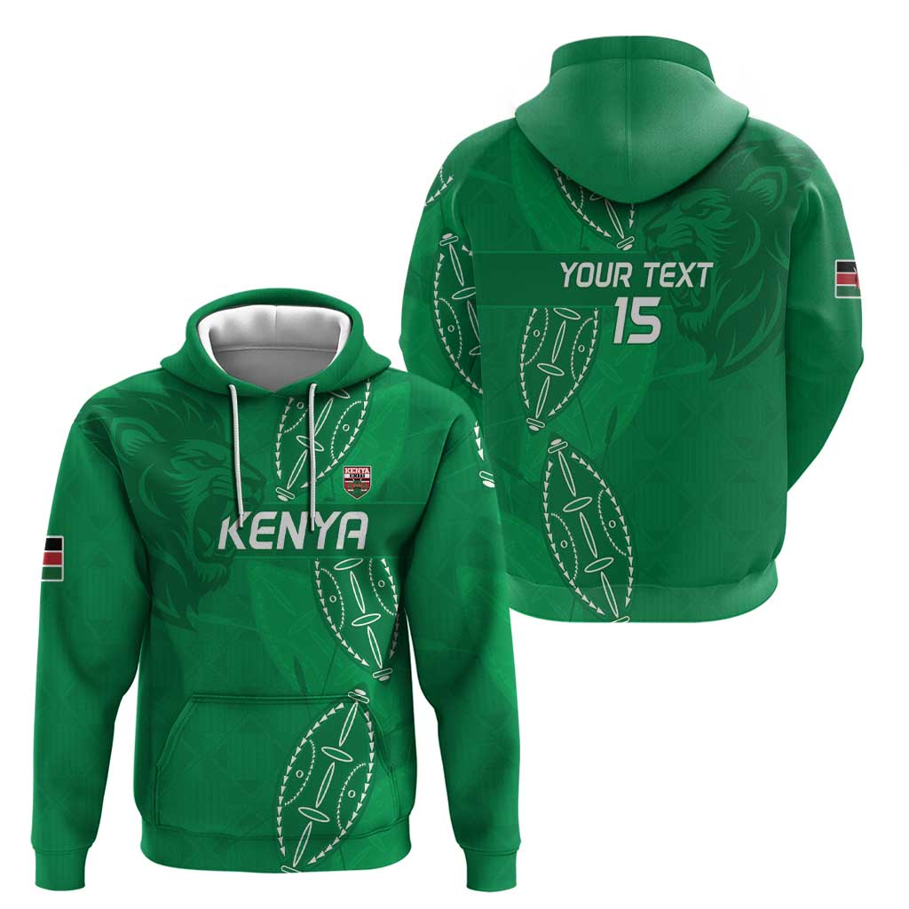 Kenya Rugby Custom Zip Hoodie Go Champions Simbas - Green Color