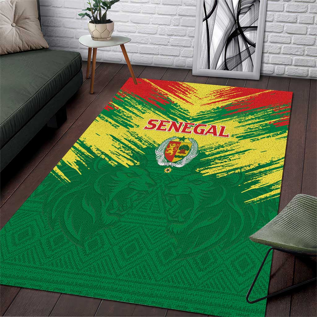Senegal Rugby Area Rug Lion With Coat Of Arms - African Pattern