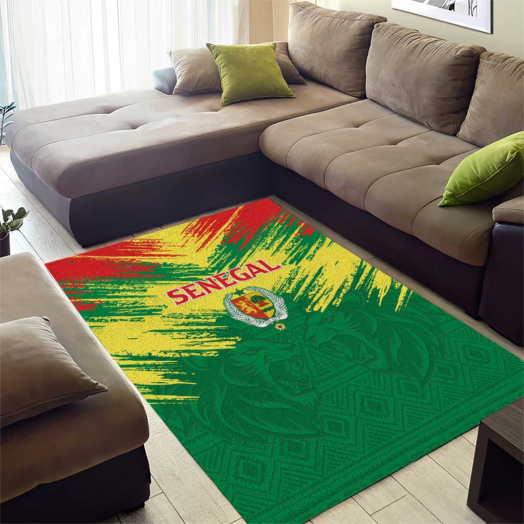 Senegal Rugby Area Rug Lion With Coat Of Arms - African Pattern