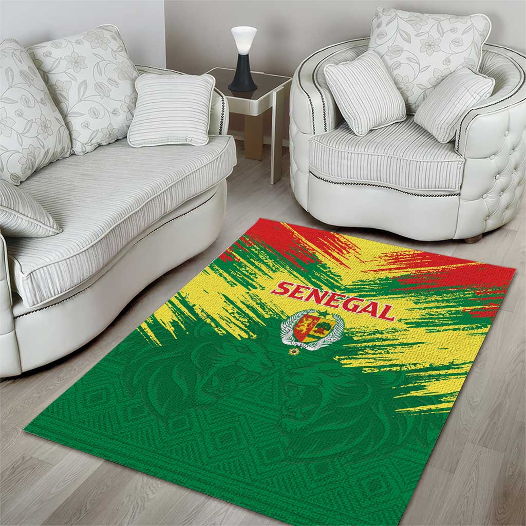 Senegal Rugby Area Rug Lion With Coat Of Arms - African Pattern
