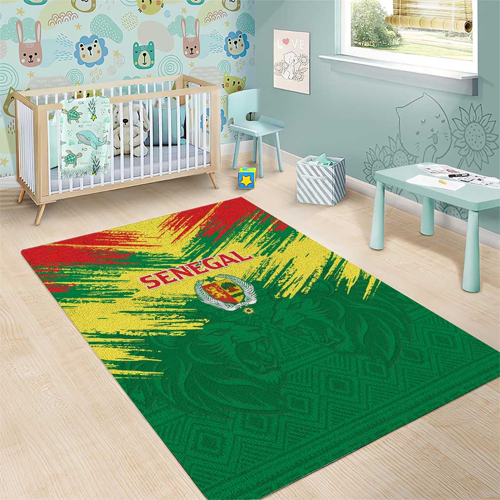 Senegal Rugby Area Rug Lion With Coat Of Arms - African Pattern