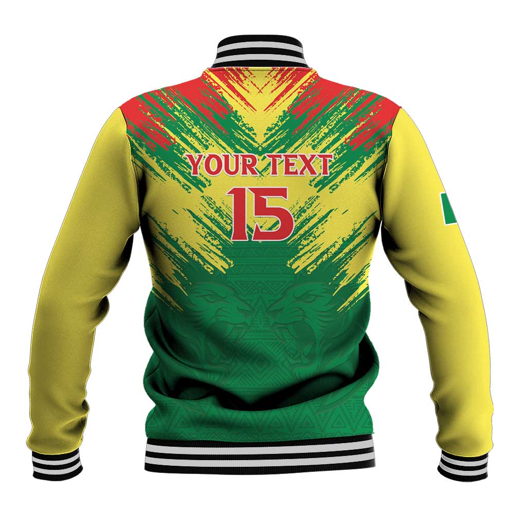 Senegal Rugby Custom Baseball Jacket Lion With Coat Of Arms - African Pattern