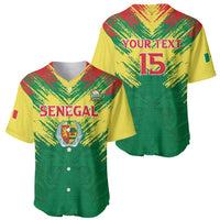 Senegal Rugby Custom Baseball Jersey Lion With Coat Of Arms - African Pattern