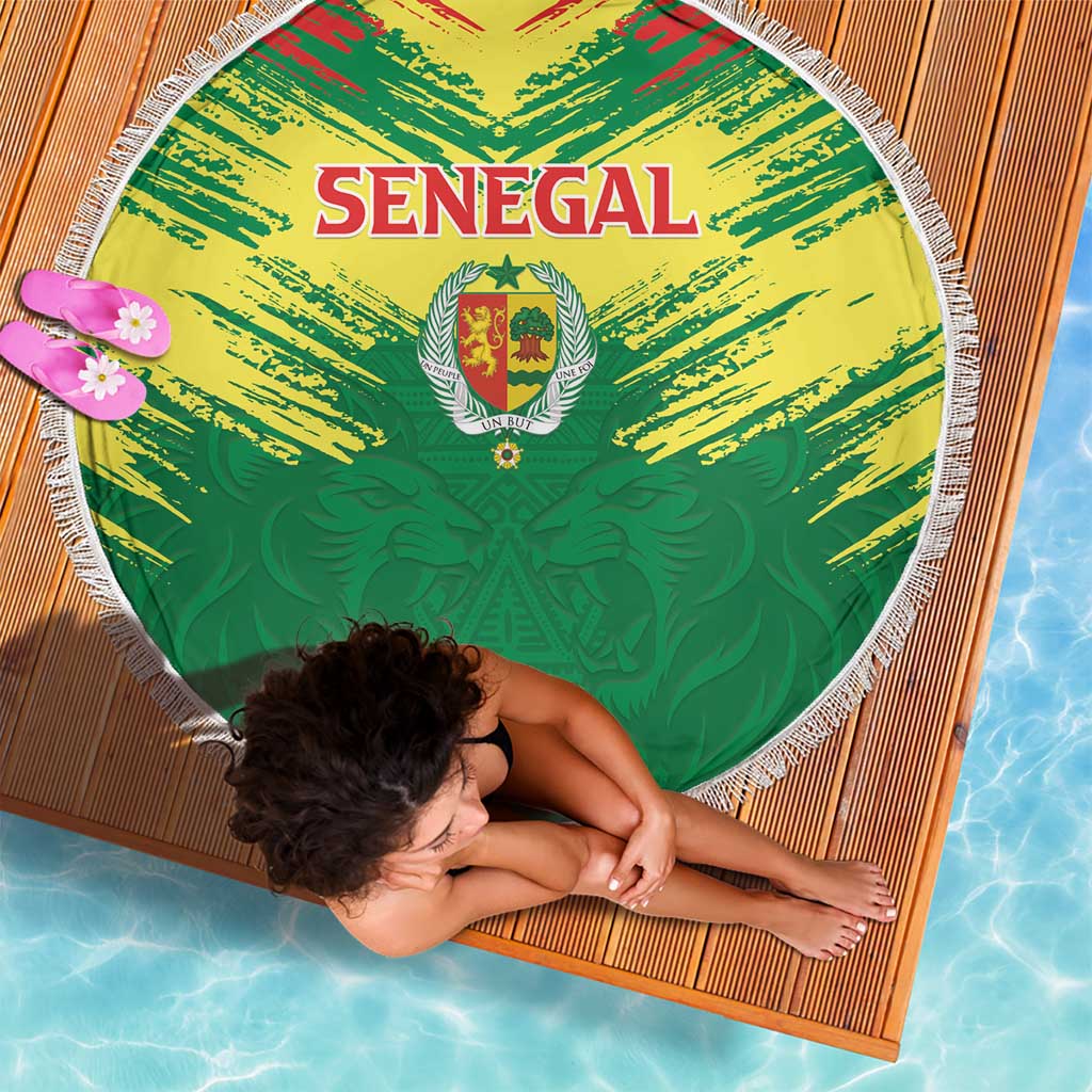 Senegal Rugby Beach Blanket Lion With Coat Of Arms - African Pattern