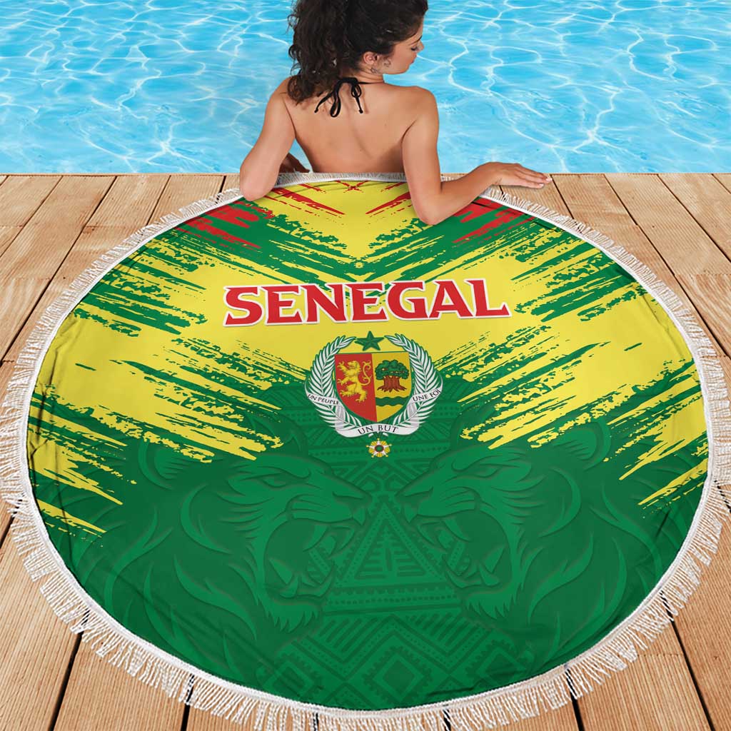 Senegal Rugby Beach Blanket Lion With Coat Of Arms - African Pattern