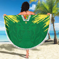 Senegal Rugby Beach Blanket Lion With Coat Of Arms - African Pattern