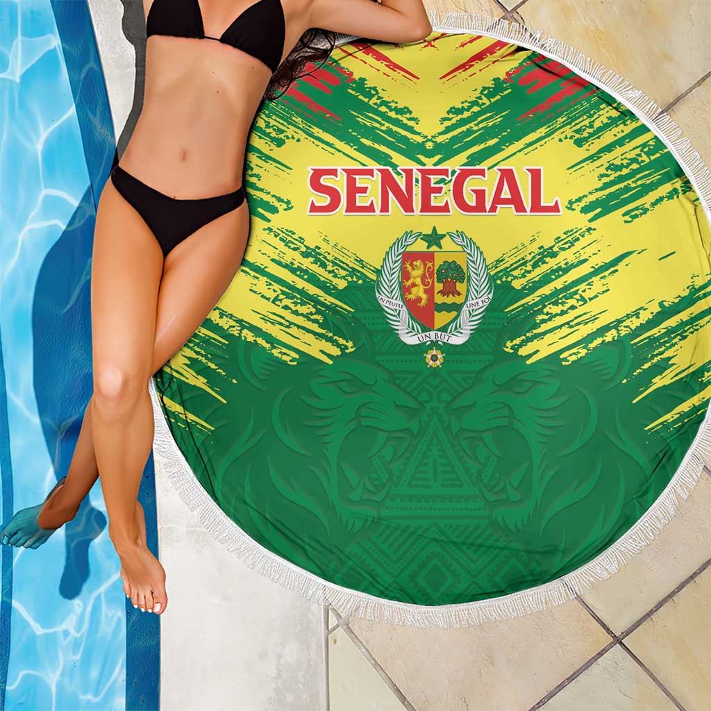 Senegal Rugby Beach Blanket Lion With Coat Of Arms - African Pattern