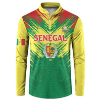 Senegal Rugby Custom Button Sweatshirt Lion With Coat Of Arms - African Pattern