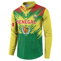 Senegal Rugby Custom Button Sweatshirt Lion With Coat Of Arms - African Pattern