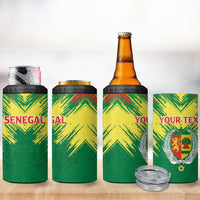 Senegal Rugby Custom 4 in 1 Can Cooler Tumbler Lion With Coat Of Arms - African Pattern