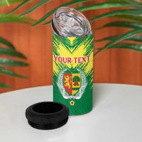 Senegal Rugby Custom 4 in 1 Can Cooler Tumbler Lion With Coat Of Arms - African Pattern