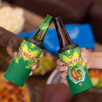 Senegal Rugby Custom 4 in 1 Can Cooler Tumbler Lion With Coat Of Arms - African Pattern