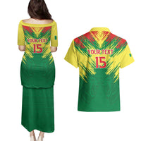 Senegal Rugby Custom Couples Matching Puletasi and Hawaiian Shirt Lion With Coat Of Arms - African Pattern