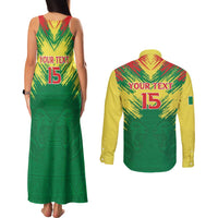 Senegal Rugby Custom Couples Matching Tank Maxi Dress and Long Sleeve Button Shirt Lion With Coat Of Arms - African Pattern