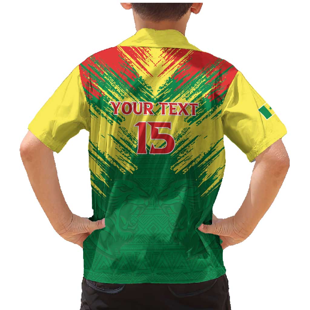 Senegal Rugby Custom Family Matching Mermaid Dress and Hawaiian Shirt Lion With Coat Of Arms - African Pattern