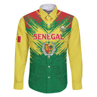 Senegal Rugby Custom Family Matching Off The Shoulder Long Sleeve Dress and Hawaiian Shirt Lion With Coat Of Arms - African Pattern