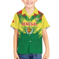 Senegal Rugby Custom Family Matching Off The Shoulder Long Sleeve Dress and Hawaiian Shirt Lion With Coat Of Arms - African Pattern
