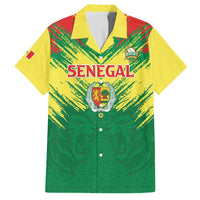 Senegal Rugby Custom Family Matching Off Shoulder Short Dress and Hawaiian Shirt Lion With Coat Of Arms - African Pattern