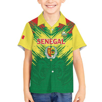 Senegal Rugby Custom Family Matching Off Shoulder Short Dress and Hawaiian Shirt Lion With Coat Of Arms - African Pattern