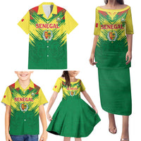 Senegal Rugby Custom Family Matching Puletasi and Hawaiian Shirt Lion With Coat Of Arms - African Pattern