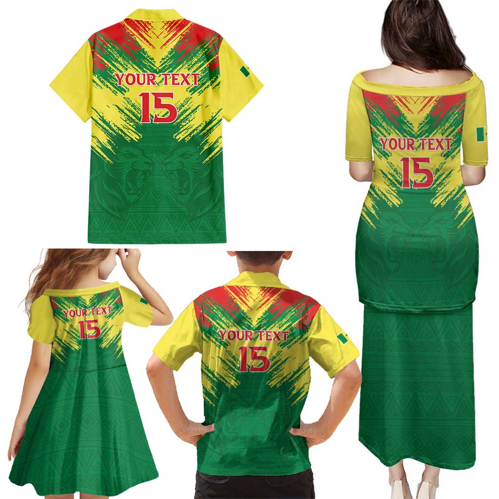 Senegal Rugby Custom Family Matching Puletasi and Hawaiian Shirt Lion With Coat Of Arms - African Pattern