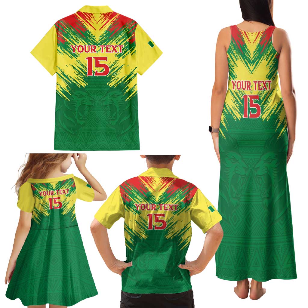 Senegal Rugby Custom Family Matching Tank Maxi Dress and Hawaiian Shirt Lion With Coat Of Arms - African Pattern