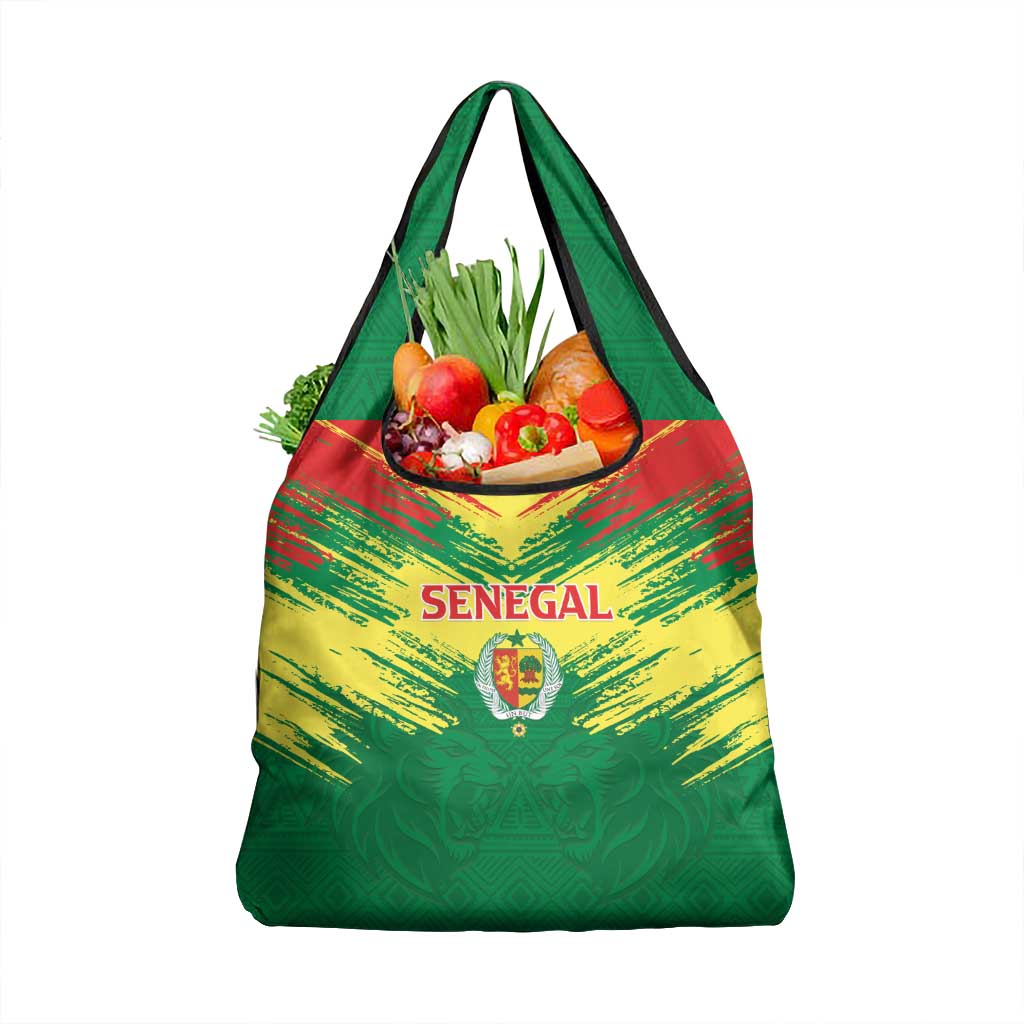Senegal Rugby Grocery Bag Lion With Coat Of Arms - African Pattern