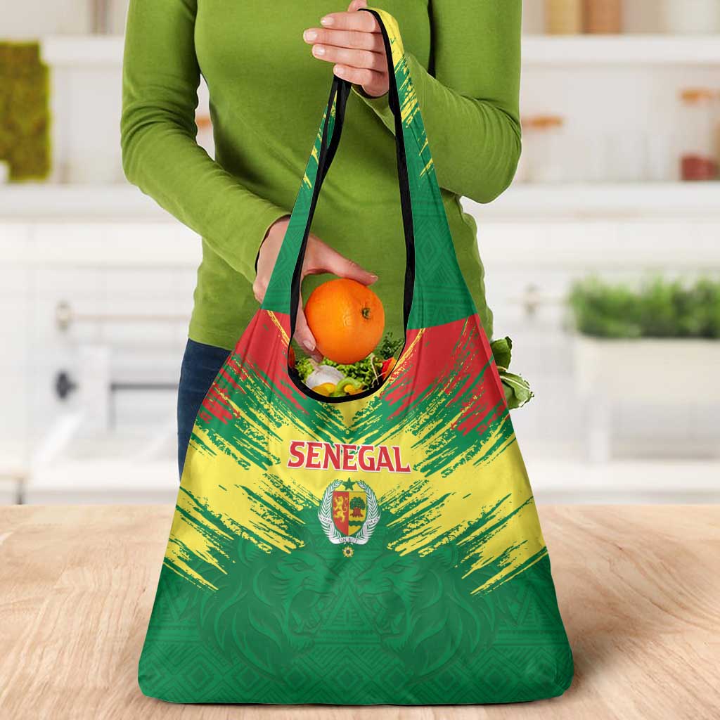 Senegal Rugby Grocery Bag Lion With Coat Of Arms - African Pattern