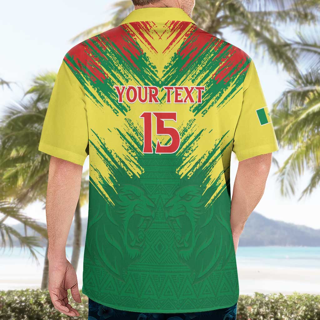 Senegal Rugby Custom Hawaiian Shirt Lion With Coat Of Arms - African Pattern