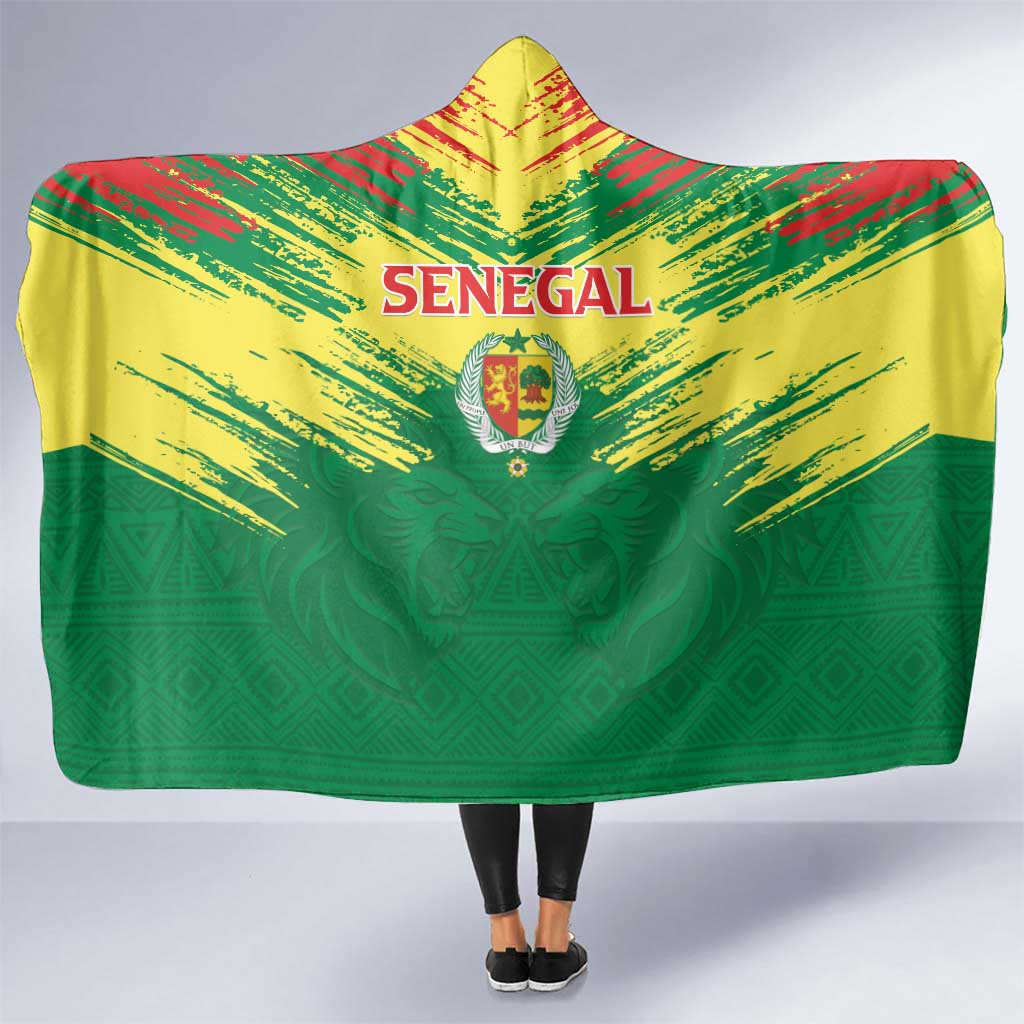 Senegal Rugby Hooded Blanket Lion With Coat Of Arms - African Pattern