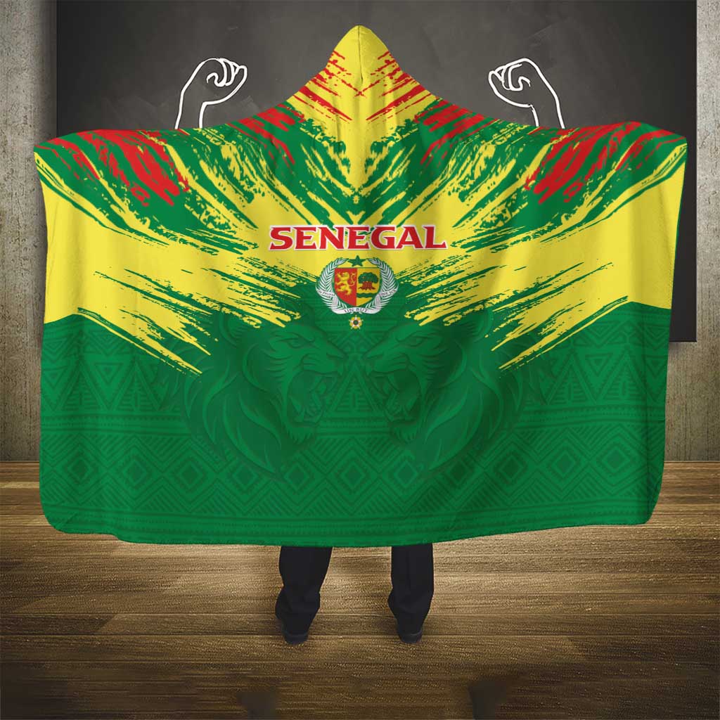Senegal Rugby Hooded Blanket Lion With Coat Of Arms - African Pattern