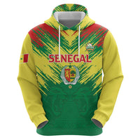 Senegal Rugby Custom Hoodie Lion With Coat Of Arms - African Pattern