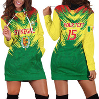 Senegal Rugby Custom Hoodie Dress Lion With Coat Of Arms - African Pattern