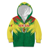 Senegal Rugby Custom Kid Hoodie Lion With Coat Of Arms - African Pattern