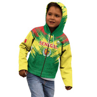 Senegal Rugby Custom Kid Hoodie Lion With Coat Of Arms - African Pattern