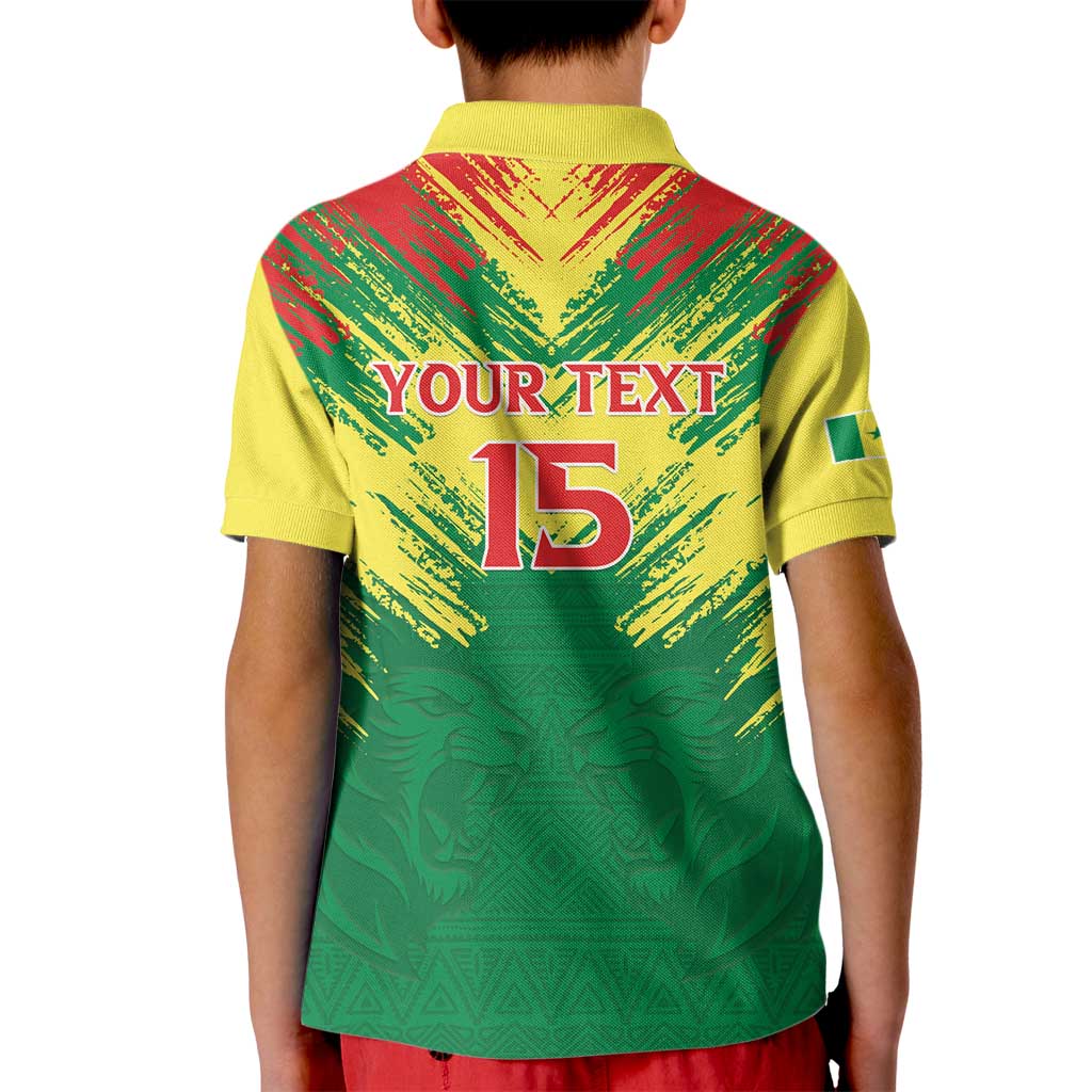 Senegal Rugby Custom Kid Polo Shirt Lion With Coat Of Arms - African Pattern