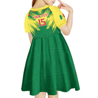 Senegal Rugby Custom Kid Short Sleeve Dress Lion With Coat Of Arms - African Pattern